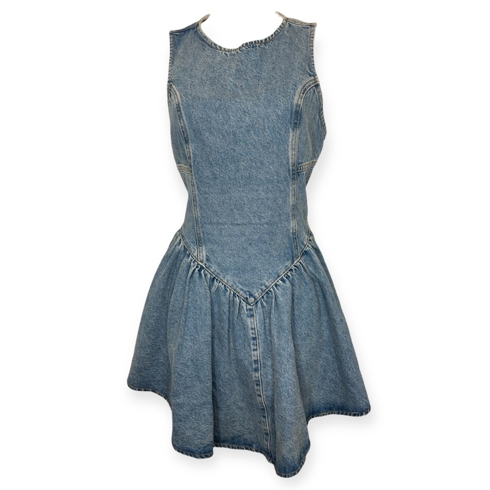 Fleur du Mal Denim Flare Mini Dress - Picture 2 of 3